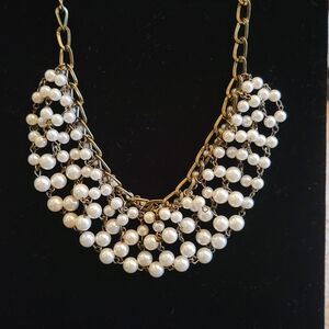 Cookie Lee Gold Necklace with White Pearls